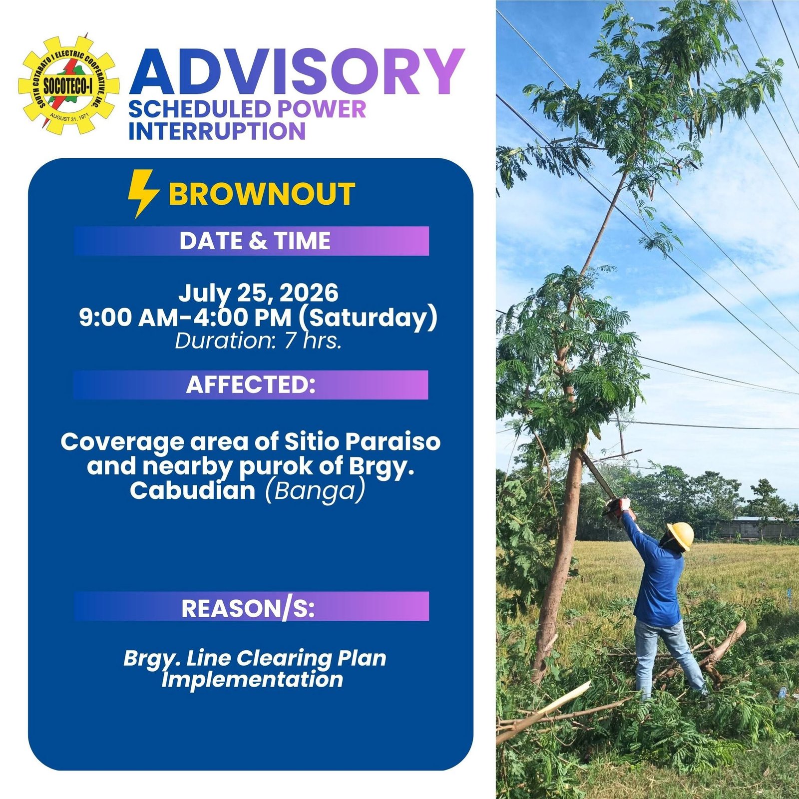 Coverage area of Sitio Paraiso and nearby purok of Brgy. Cabudian (Banga)